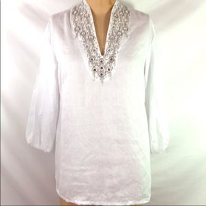 Lafayette 148 White Linen Tunic Size 14